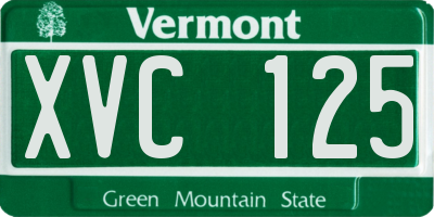 VT license plate XVC125