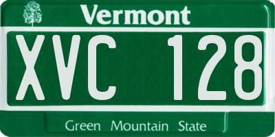 VT license plate XVC128