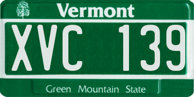 VT license plate XVC139