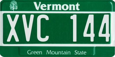 VT license plate XVC144