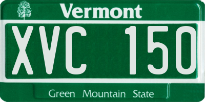 VT license plate XVC150