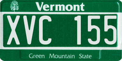 VT license plate XVC155