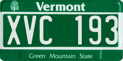 VT license plate XVC193