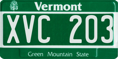 VT license plate XVC203