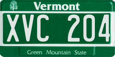VT license plate XVC204