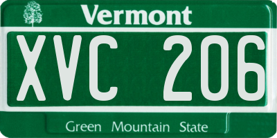 VT license plate XVC206