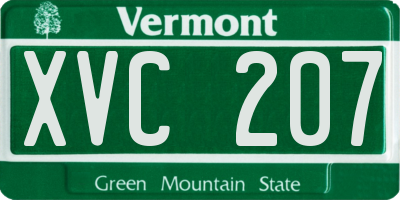 VT license plate XVC207