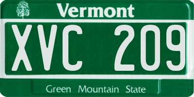 VT license plate XVC209