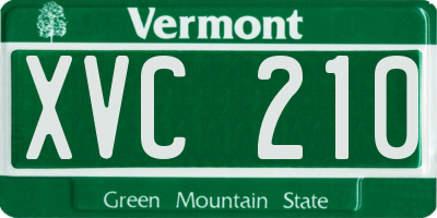 VT license plate XVC210