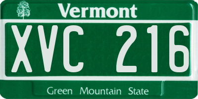 VT license plate XVC216
