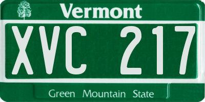 VT license plate XVC217