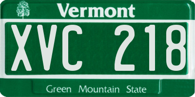 VT license plate XVC218