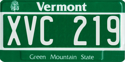 VT license plate XVC219
