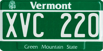 VT license plate XVC220