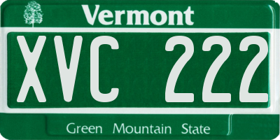 VT license plate XVC222