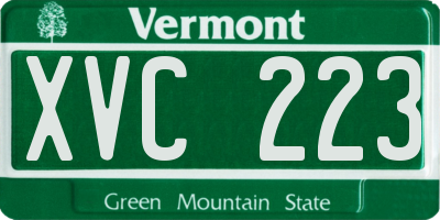 VT license plate XVC223
