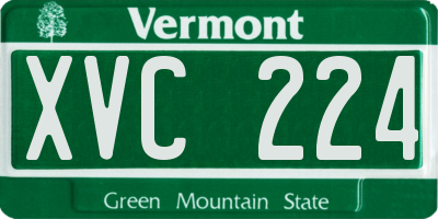 VT license plate XVC224