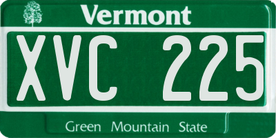 VT license plate XVC225
