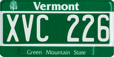 VT license plate XVC226