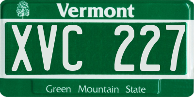 VT license plate XVC227