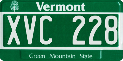 VT license plate XVC228