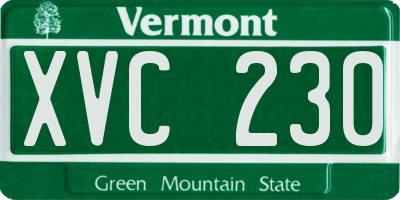 VT license plate XVC230