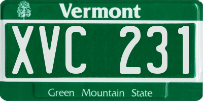 VT license plate XVC231