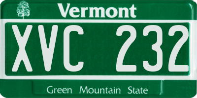 VT license plate XVC232