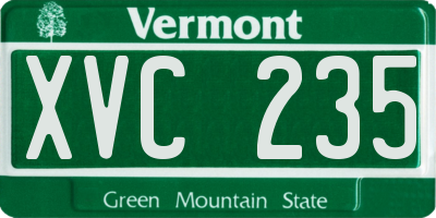 VT license plate XVC235