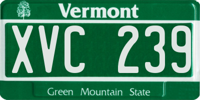 VT license plate XVC239