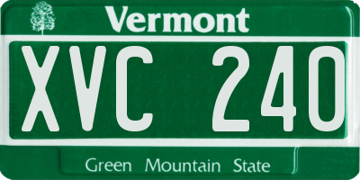 VT license plate XVC240