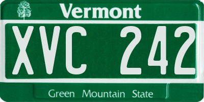 VT license plate XVC242