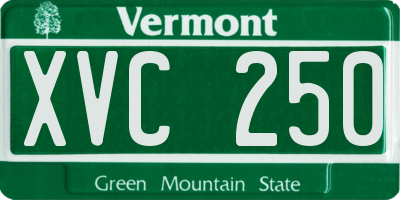 VT license plate XVC250