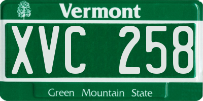 VT license plate XVC258