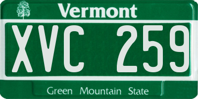 VT license plate XVC259