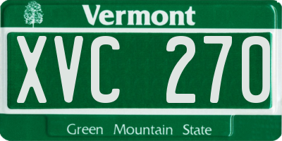 VT license plate XVC270