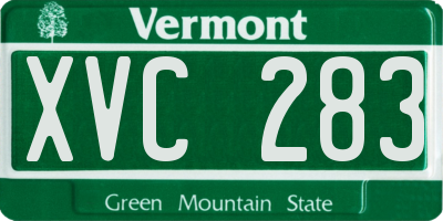 VT license plate XVC283