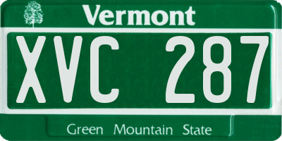 VT license plate XVC287