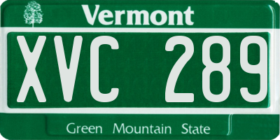 VT license plate XVC289