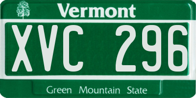 VT license plate XVC296
