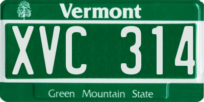 VT license plate XVC314