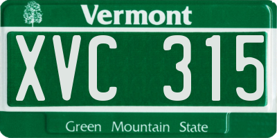 VT license plate XVC315