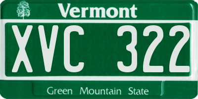 VT license plate XVC322