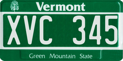 VT license plate XVC345