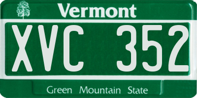 VT license plate XVC352