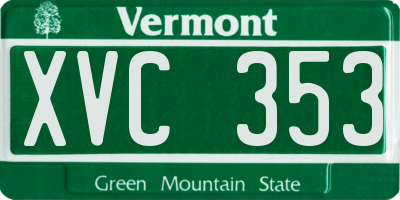 VT license plate XVC353
