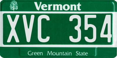 VT license plate XVC354
