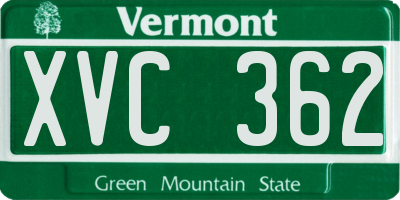 VT license plate XVC362