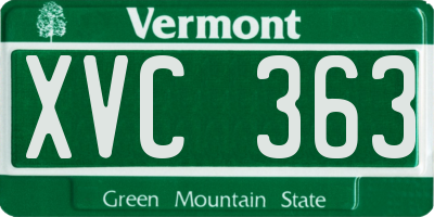 VT license plate XVC363