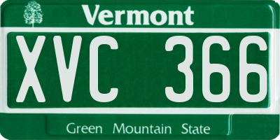 VT license plate XVC366